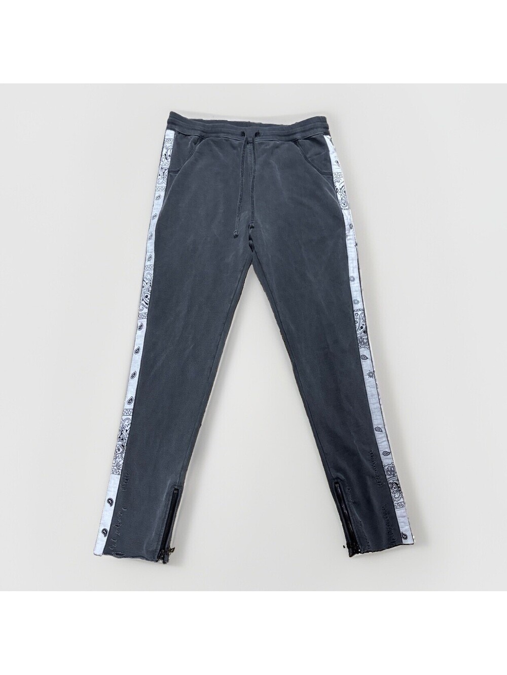 $530 Alchemist Miami Bandana Trim Sweatpants Gray XXL 2XL Side Zip Track Pants - Picture 4 of 8